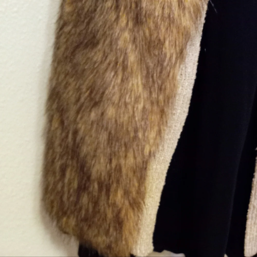 Womens XS Hippie Venus Faux Fur Sweater Vest. Natural. Side Pockets. Vintage - Picture 7 of 12